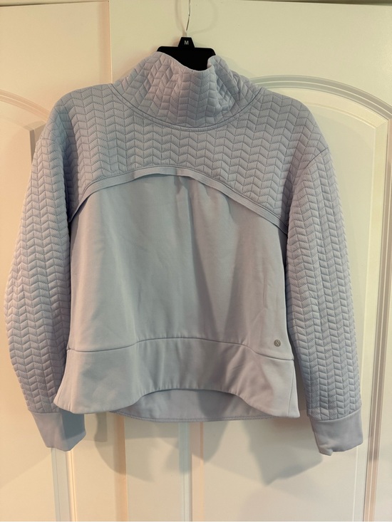 Layer 8 Sweaters - Layer 8 Quilted Light Blue Cowl Neck Sweatshirt